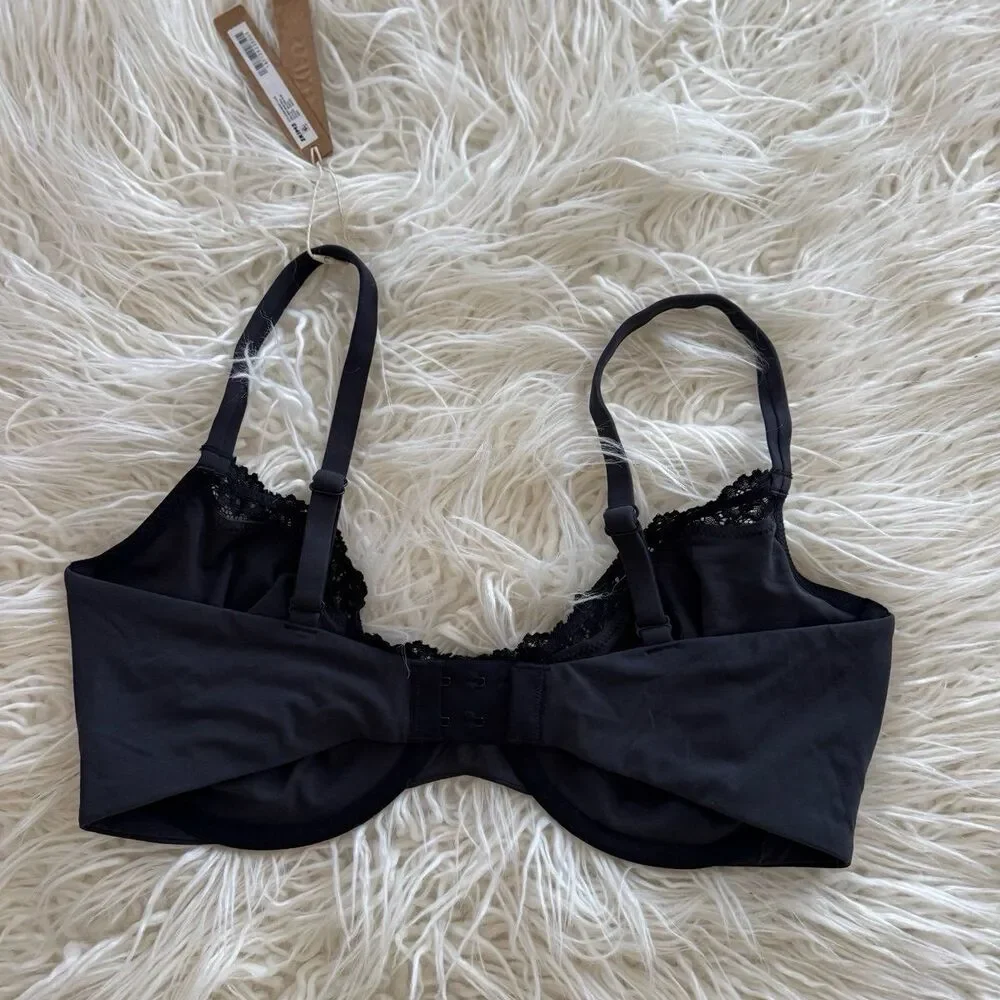 Skims Fits Everybody Lace Demi Underwire Bra Onyx Size 32DDD - Picture 5 of 6